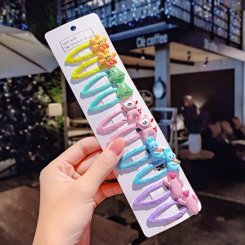 10 teile/satz Mädchen Nette Cartoon Regenbogen Blume Haar Clips Kinder Süße Haar Schmücken Pony Haarnadel Barrettes Haar Zubehör