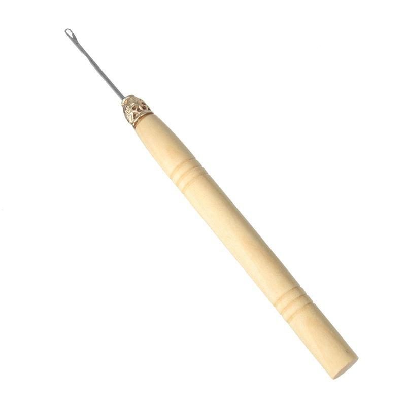 1 Stücke Holzgriff Haken Nadel Spitze Perücke Machen Stricken Micro Ring Schleife Haarverlängerung Weben Häkelnadel Nadel Werkzeuge