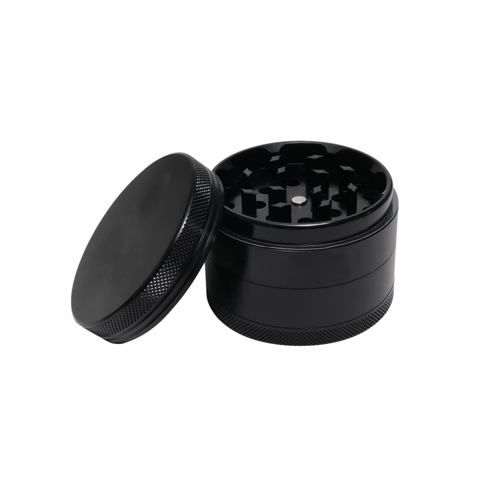 Aluminium Grinder, 4-teiliges Kräuter Grinder, Crusher Set für getrocknete Kräuter, Blumen, Gewürze mit Fach und Schaber One Size schwarz