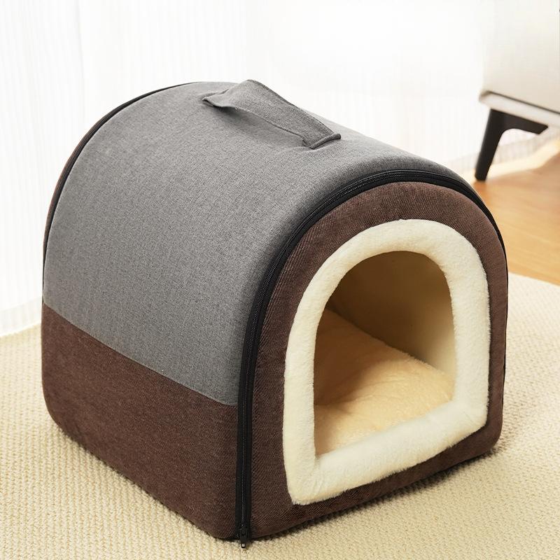 Zwinger für alle Jahreszeiten Nicht abnehmbare und waschbare Hundehütte Spezieller Katzenzwinger für kleine und große Hunde Teddy-Hundehütte für alle Jahreszeiten L  50*45*40cm