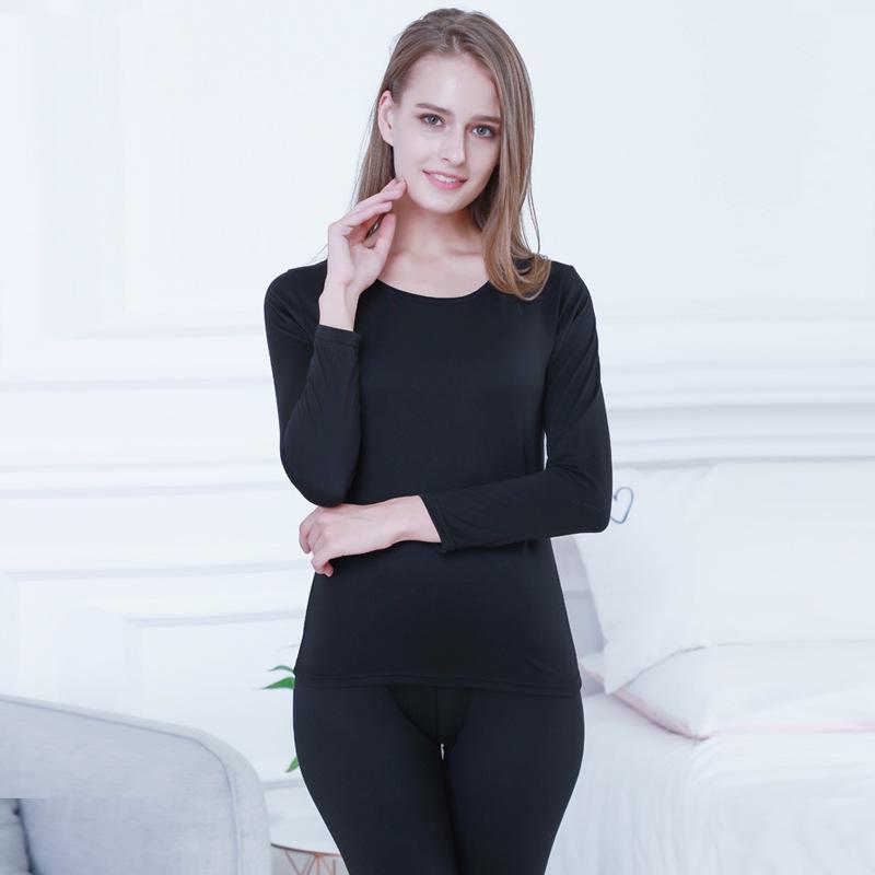 1 Set (Hemd + Hose) Sexy nahtlose Stretch-Thermo-Unterwäsche-Sets für Paare, Unisex, dünn, schlank, lange Unterhosen XL schwarz