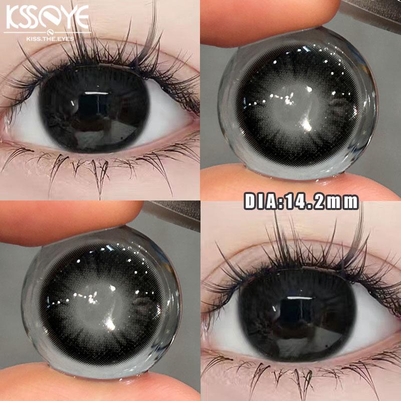 MillCreek 1 Paar Myopie-Kontaktlinsen, 1 Tag, weiche Linsen, 14,2 mm, bunte Kontaktlinsen mit Augen-Make-up, Puppenauge, bequem, kostenloses Geschenk 0 schwarz