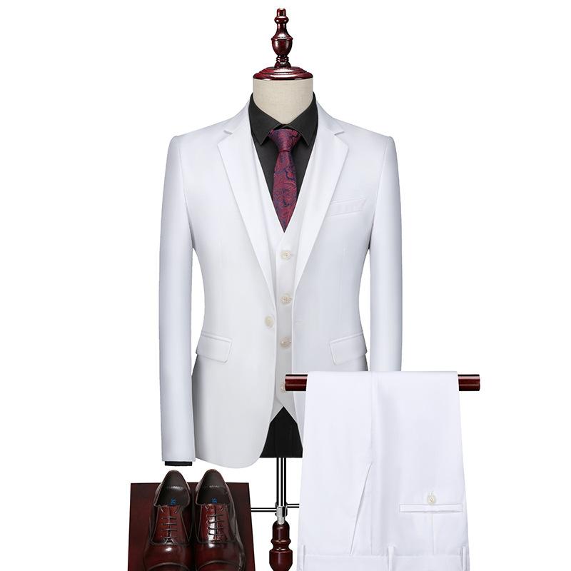 Herrenanzug Anzug Dreiteiliges Set für Herren Großer einfarbiger Anzug Business Professional Anzug 3XL weiß