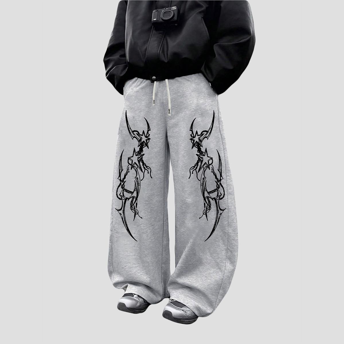 Herren-Jogginghose mit Taschen & Kordelzug - Weite Lounge-Sweathose für Laufstrecke, Yoga, Jogginghosen M grau