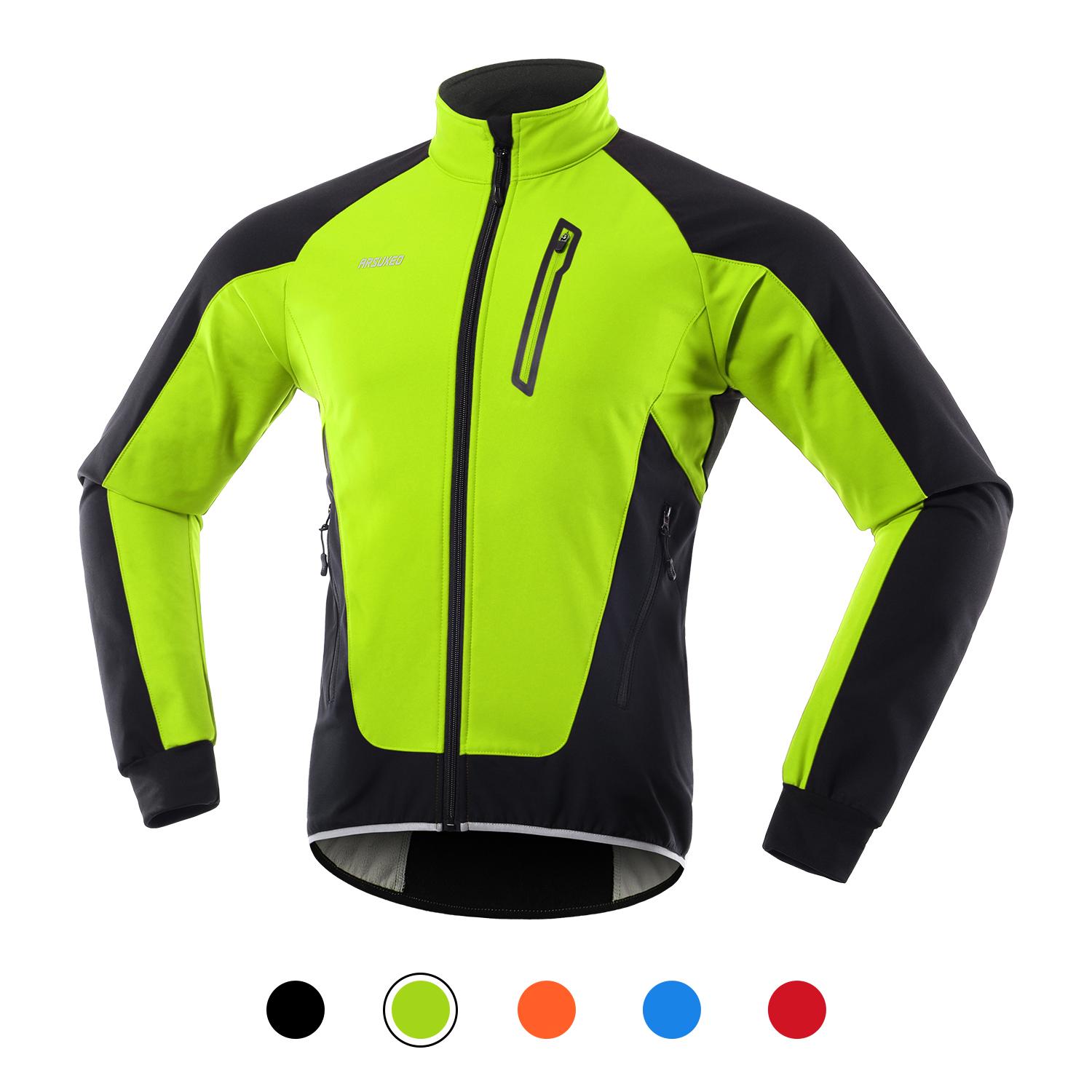 Herren Fahrradjacke, wasserdicht, winddicht, Thermo-Fleece, Fahrradtrikot, MTB, Fahrrad, Reiten, Laufen XXL grün