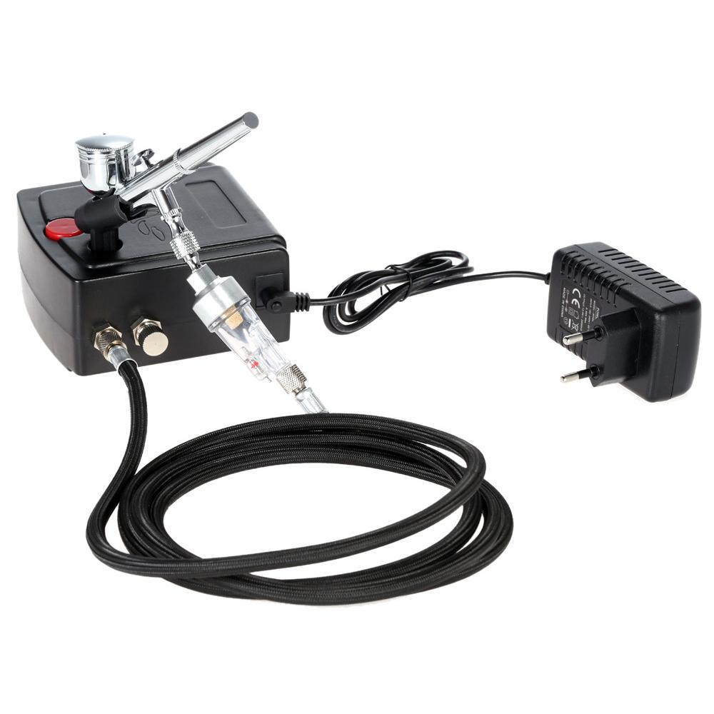 KKmoon 100–250 V professionelles Schwerkraft-Dual-Action-Airbrush-Luftkompressor-Set UK Plug