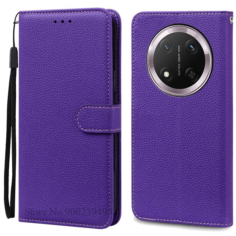 Für Honor Magic 7 Lite Hülle Brieftasche Leder Klapphülle Für Honor Magic7 Lite 5G Hülle Handy Coque Für Honor Magic 7 Lite Hülle Etui Honor Magic 7 Lite dunkelviolette