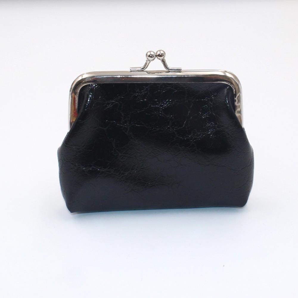 PU-Geldbörse aus Ölwachs-Leder für Damen, kurzer Absatz, Clutch-Geldbörse, kreative Münztasche One size schwarz
