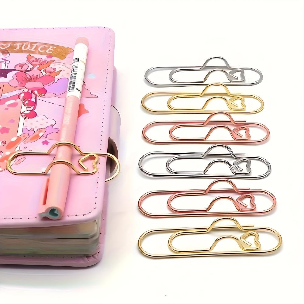 6 Stück Edelstahl Stiftklemmen Multifunktionale Metallklemmen mit Aufhänge- und Stifthalter-Funktion - Gemischte Farben für Büro- und Schulbedarf 6pcs