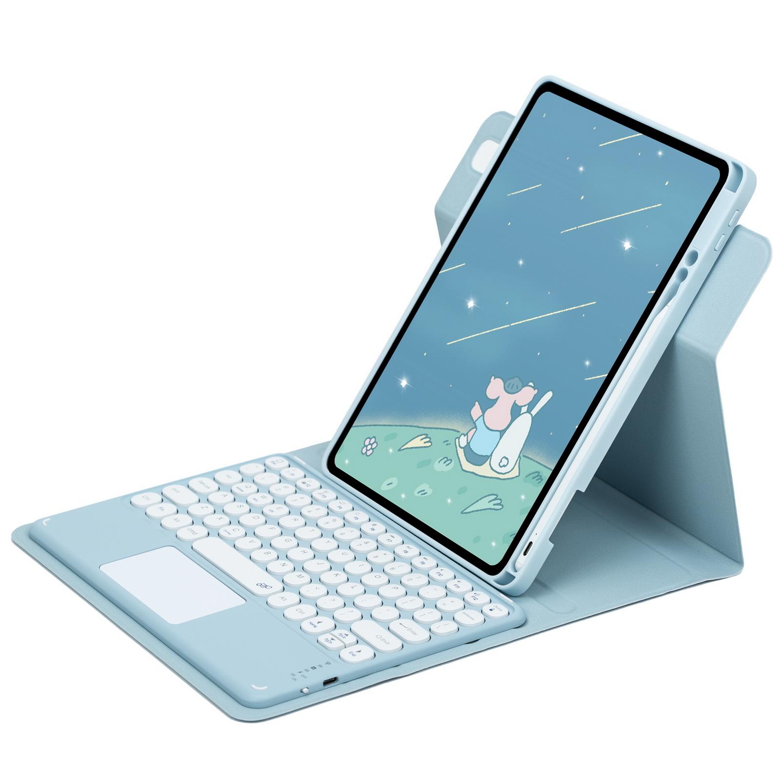 360 ° drehbare Hülle mit Touchpad-Tastatur für iPad Air 11 Air 5 4 3 Pro 11 2022-2018 Hülle für iPad 10. 9. 8. 7. Generation Pro 10.5 For iPad 10th 2022 himmelblaue