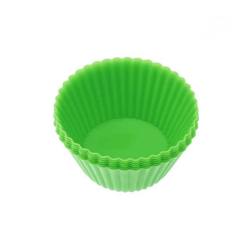 6Pcs Silikon Cupcake Mold Backformen Cupcake Liner Wiederverwendbare Muffin Backen Antihaft Formen Küche Backen Zubehör Zufällig grün
