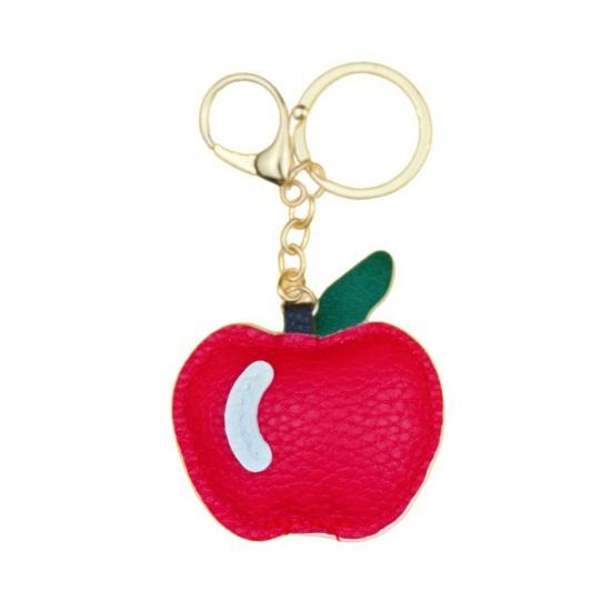 Apfel Schlüsselanhänger Anhänger Niedlicher Apfelförmiger Leder Schlüsselanhänger Anhänger Bunte Obsttasche Und Auto Anhänger Weicher Vielseitiger Taschen Anhänger für Damen Tragetaschen rot