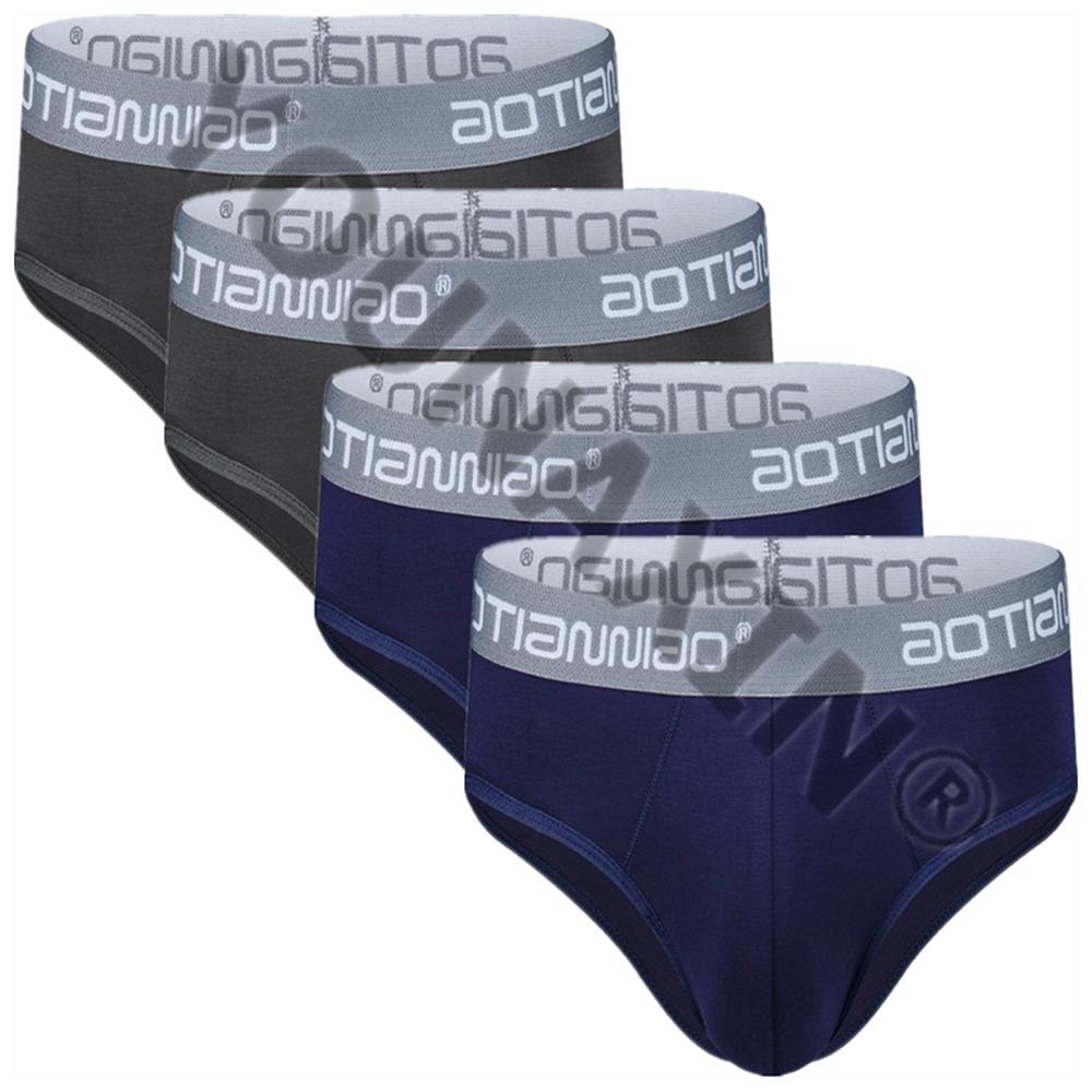 4 Stück große Slips für Herren, Unterwäsche, Unterhose, für Herren, große Schlüpfer, Unterhose, Modal-Unterwäsche, L, XL, 2XL, 3XL, 4XL, 5XL 4XL graue/blau