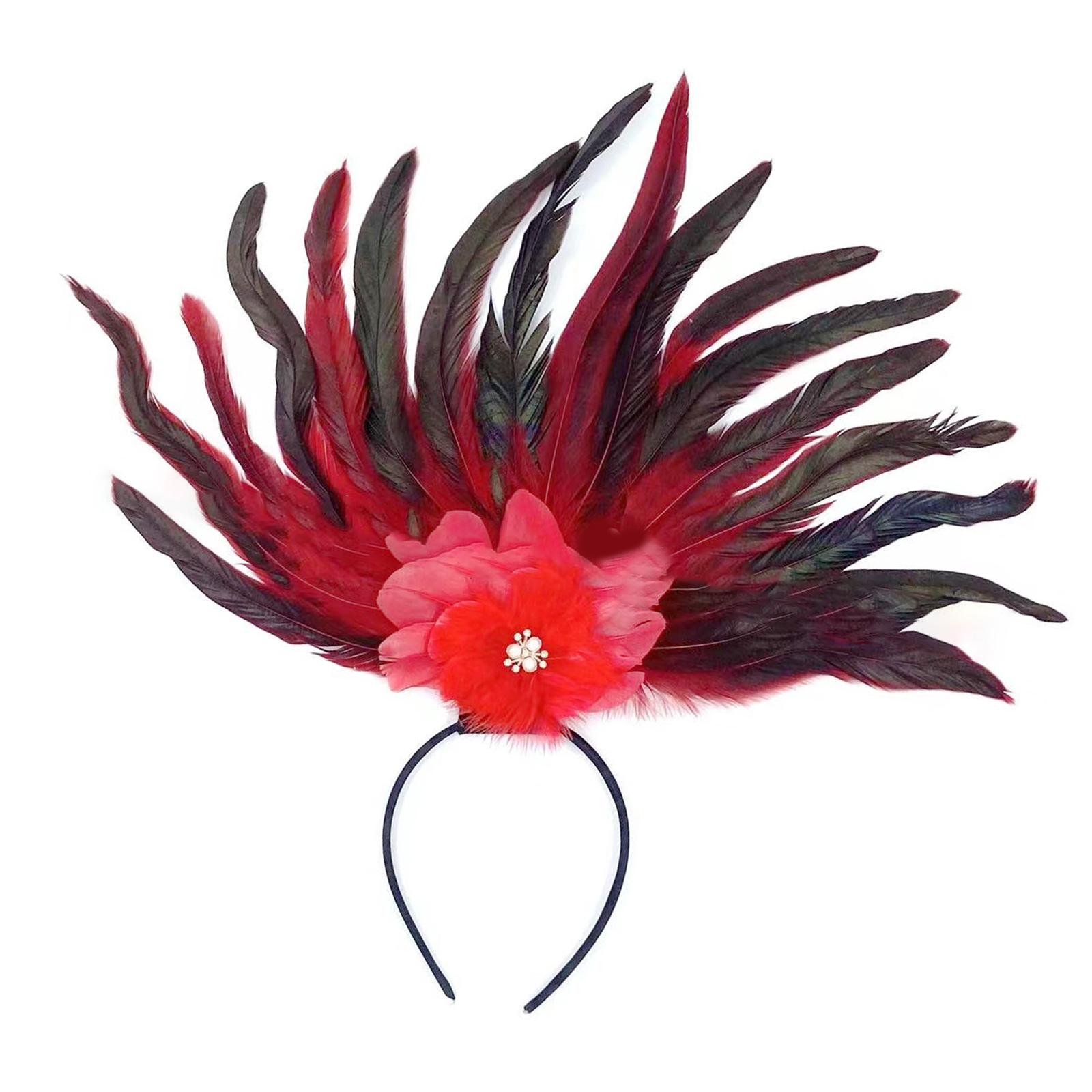 Elegantes Feder-Stirnband Cosplay Haaraccessoires Mode Haarteile Kostüm Kopfschmuck für Partys und Feiern rot