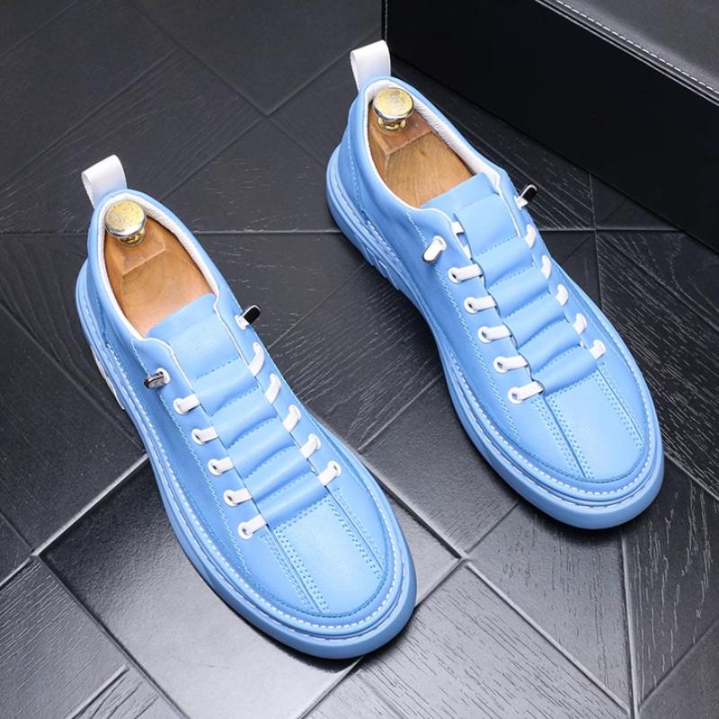 Mode Herren Leder Freizeitschuhe Frühling Herbst Neu Designer Krokodilmuster Mode Schnürschuhe Flache Freizeitschuhe Zapatos Hombreb6 43 blau