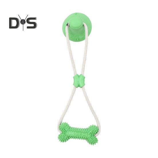 Kauspielzeug für Hunde, für aggressive Kauer, Tauziehen mit Saugnapf, Ziehspielzeug, interaktives Seil, Beißspielzeug für Welpen, Hunde-Backenzahn-Beißspielzeug für kleine und große Hunde grün