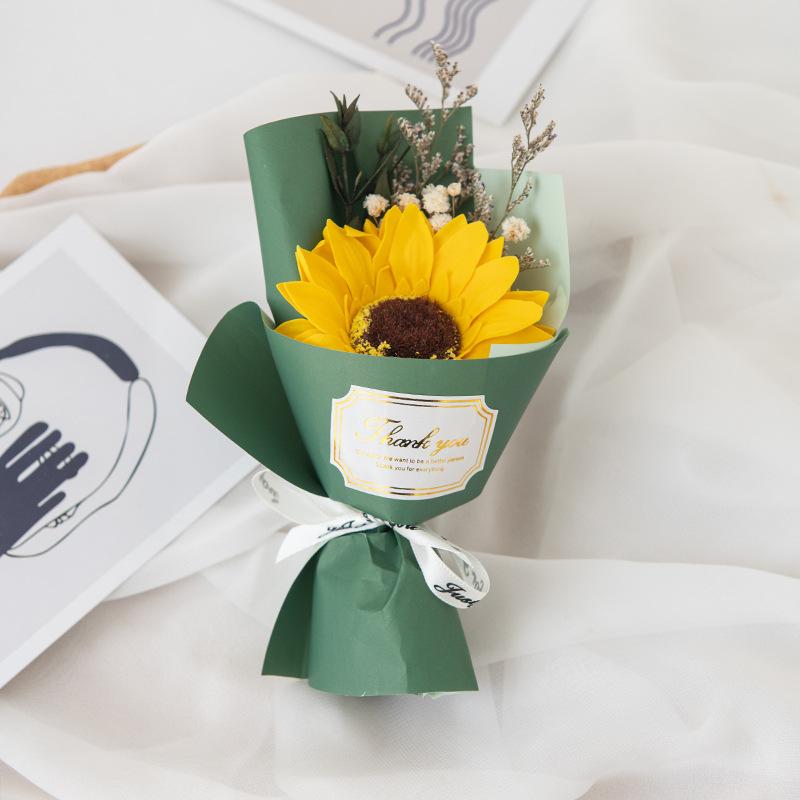 Mini Rosen Seifenblumenstrauß Kunstblumen Heim-Hochzeitsdeko Valentinstag Neujahr Geburtstag Erntedankfest Geschenk gray