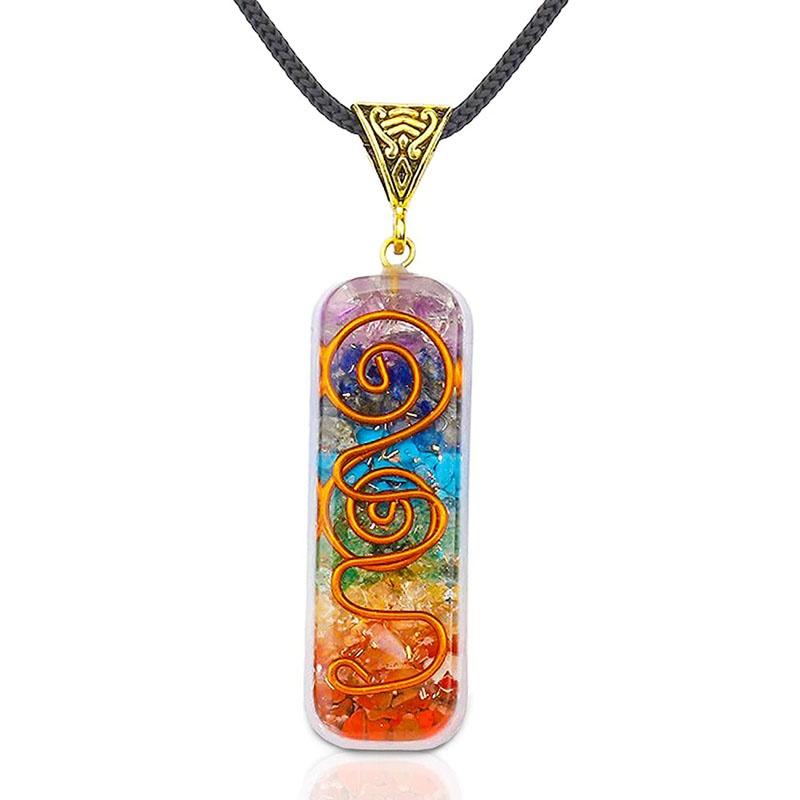 7 Chakra-Halskette – handgefertigter heilender Orgon-Anhänger – Chakra-Kristall-Halskette mit verstellbarer Kordel – Kristall-Halsketten für positive Energie, Meditation