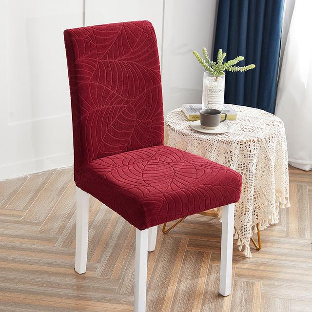 Dreidimensionaler Jacquard-Stuhlbezug für Esszimmer, Büro, Schreibtisch, Zuhause, einfache Textur, Elastizität, Stuhlhussen, wasserdichte Technologie 1 piece wein rot