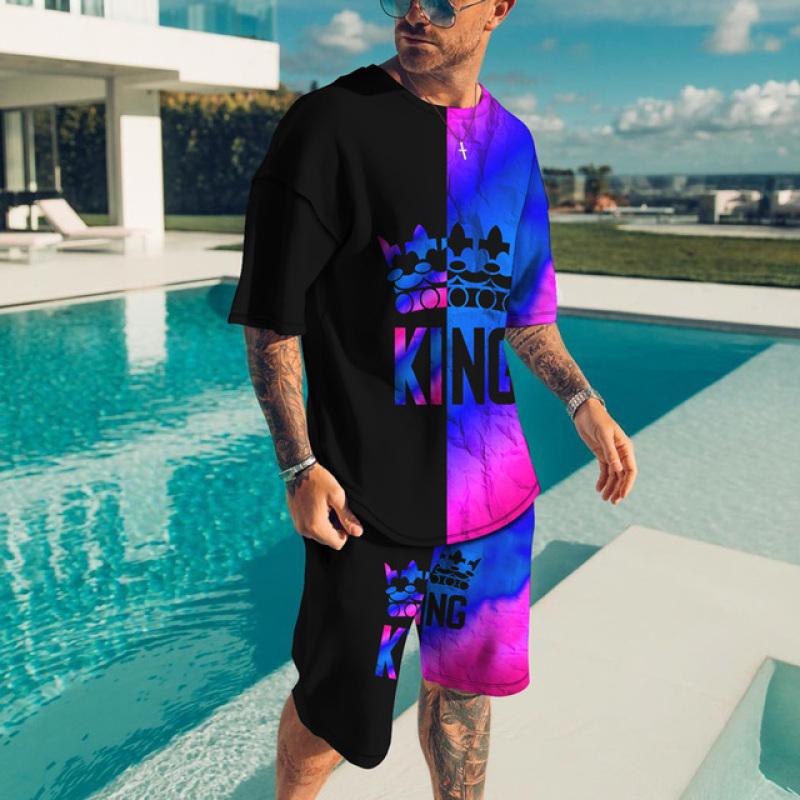 Sommer-Trainingsanzug für Herren, Believe in Yourself, T-Shirt, Shorts, Set, Sport-Outfit, Jogginganzug, übergroße Kleidung, Outdoor-Streetwear S
