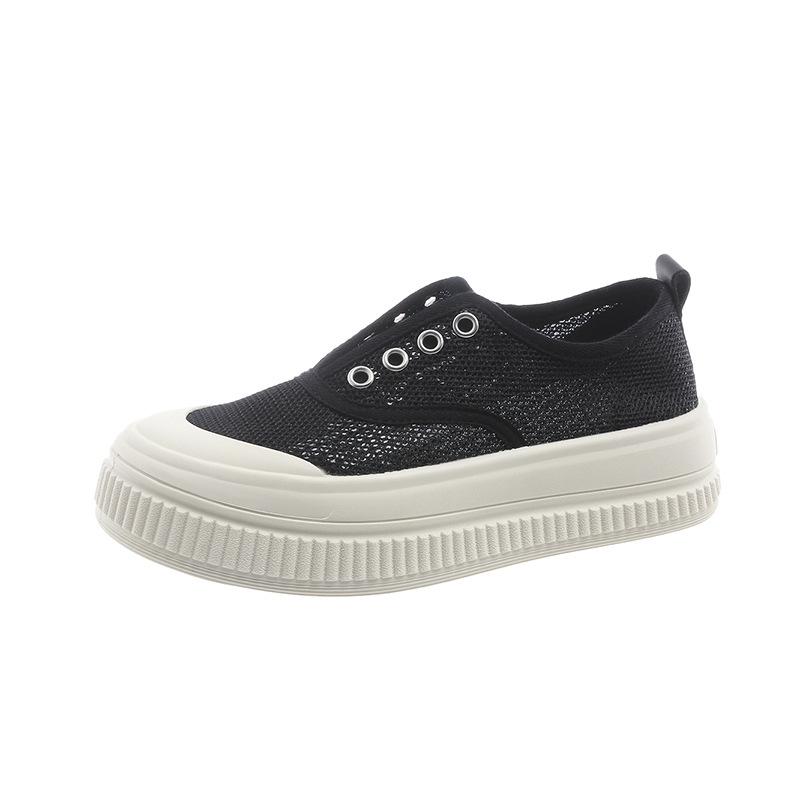 Mesh Kleine Weiße Schuhe Damen Sommer Neu Ein-Pedal Faule Schuhe Dünn Atmungsaktiv Fischer Schuhe Dicke Basisplatten Schuhe 38