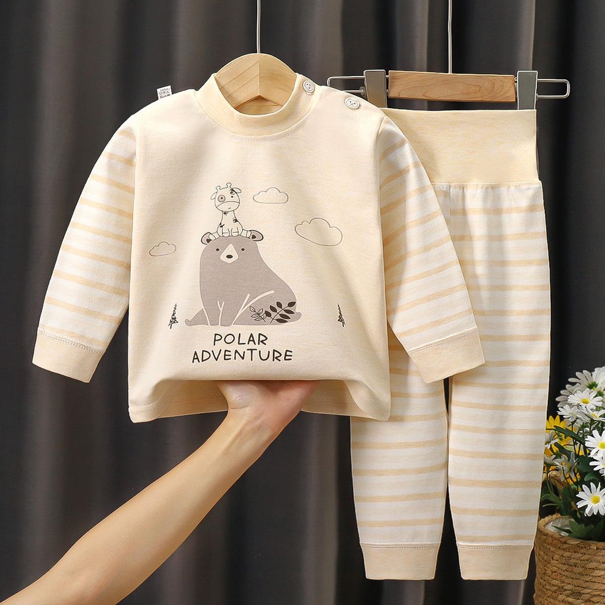 Kinderunterwäsche-Set, Farbe, Baumwolle, hohe Taille, Bauchschutz, Schlafanzug, Babykleidung, 0-6 Jahre alt 73CM