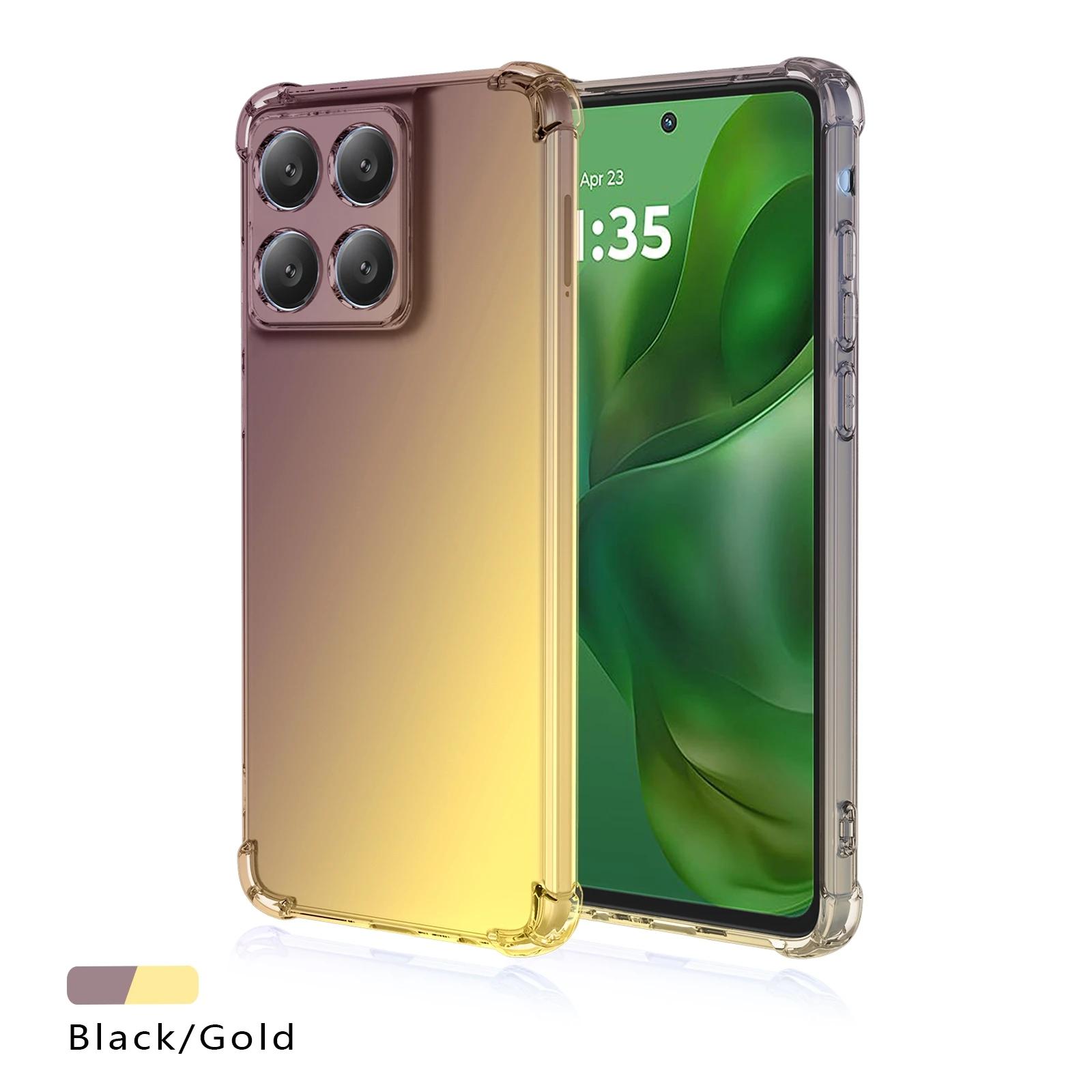 Stoßfeste Farbverlauf Silikonhülle für Motorola Edge 60 Fusion 60S Regenbogenfarbe Anti-Knock Airbags Abdeckung für Moto Edge 60 Stylus Edge 60