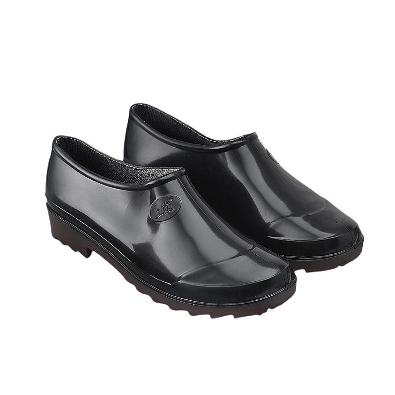 Herren Wasserdichte Hochschaft-Regenstiefel mit Dicksohle und niedrigem Absatz, Rutschfeste Mesh-Arbeitsschuhe black bottom 8CM, size 42 schwarz