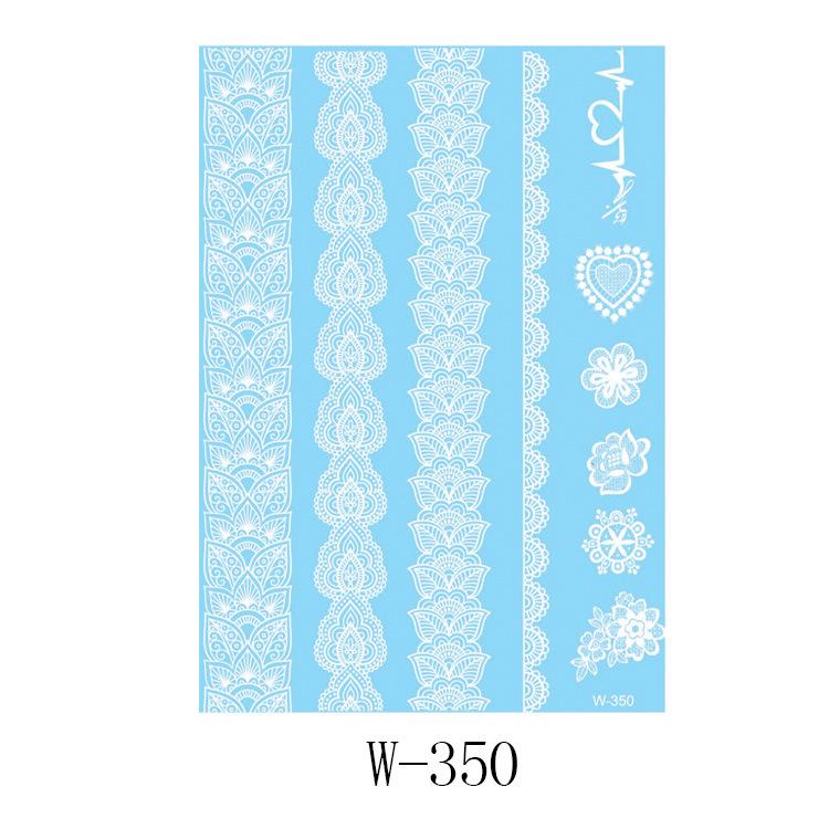 Schwarz-Weiß Spitzen Tattoo Aufkleber Hochzeit Braut Wasserdichter Tattoo Aufkleber Tattoo 148X208mm (die)