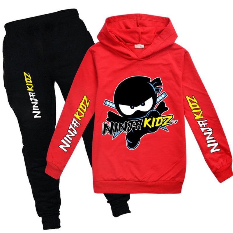 NINJA KIDZ Kinder Kleidung Hoodies Pullover Baumwolle Sweatshirt Anzug Cartoon Set Teenager Jungen Mädchen Kleidung Pullover Straße Hip Hop 110