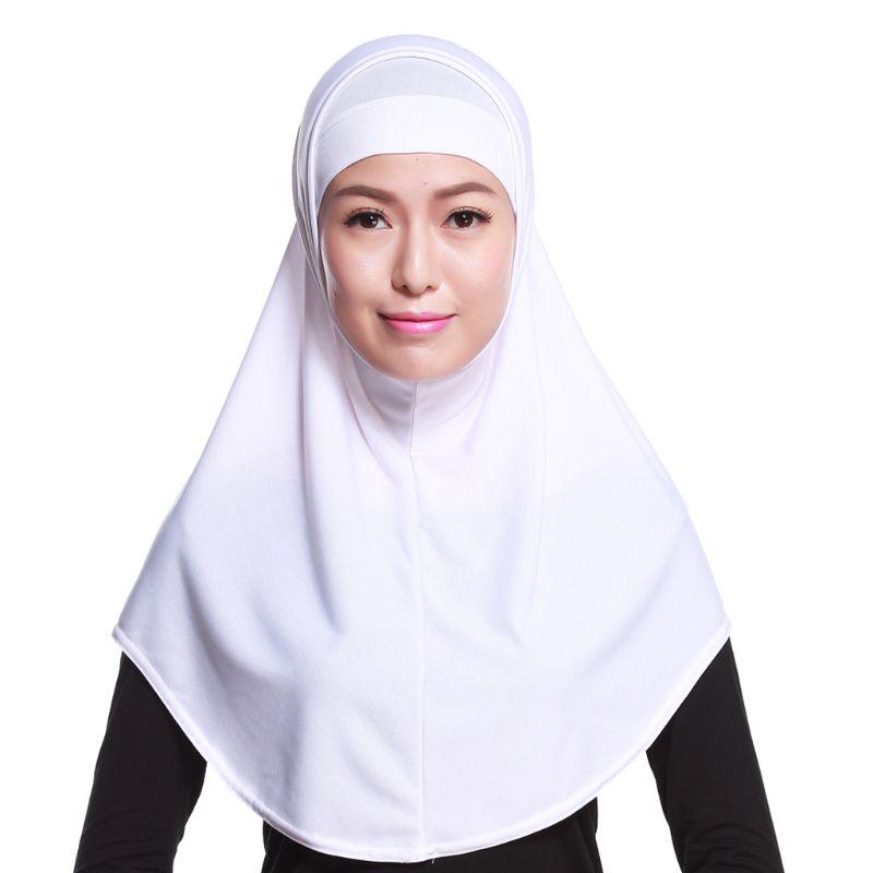 2-teiliges, einfarbiges muslimisches Hijab-Kopftuch aus Amira-Jersey für Damen aus weicher Baumwolle mit Stretch und Schlauch-Innenuntertuch, Kappe und Kapuze 6