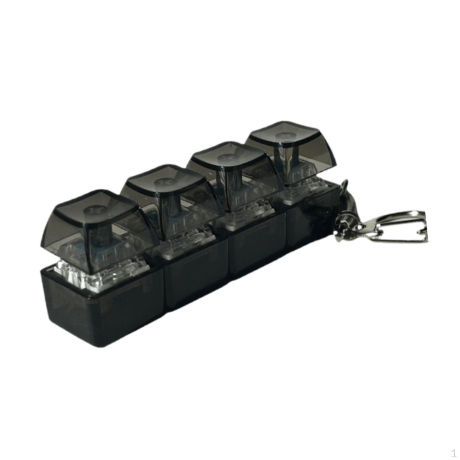 4 Tasten Tastatur Fidget Klicker Spielzeug Schlüsselanhänger Leicht Beleuchtet Klickend schwarz