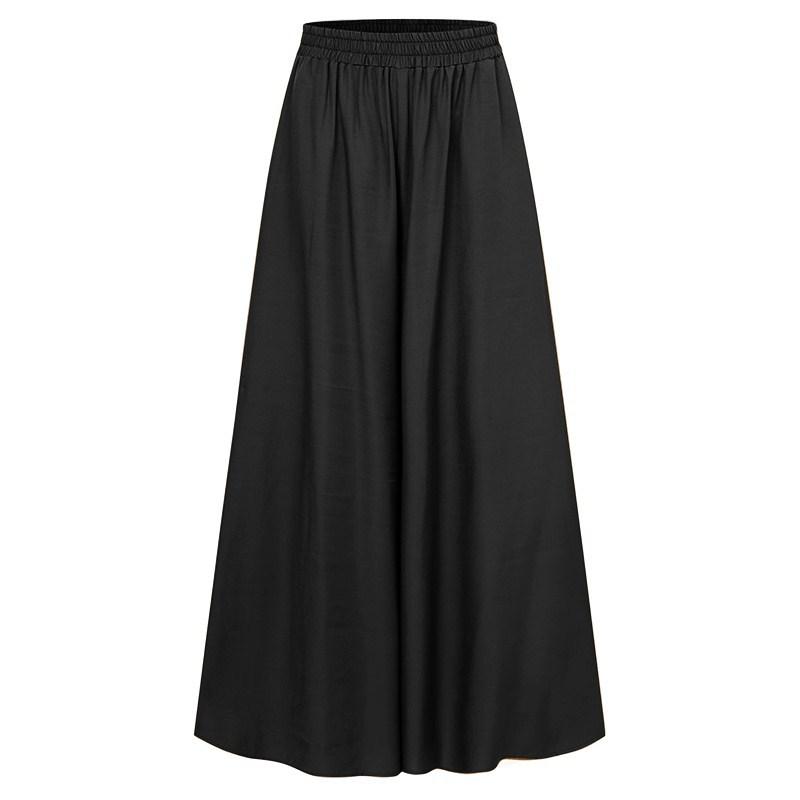Frühling Herbst Elastische Breite Bein Hosen Frauen Einfarbig Volle Länge Breite Bein Hosen Weibliche Casual Plus Größe Damen Hosen XXXXL schwarz