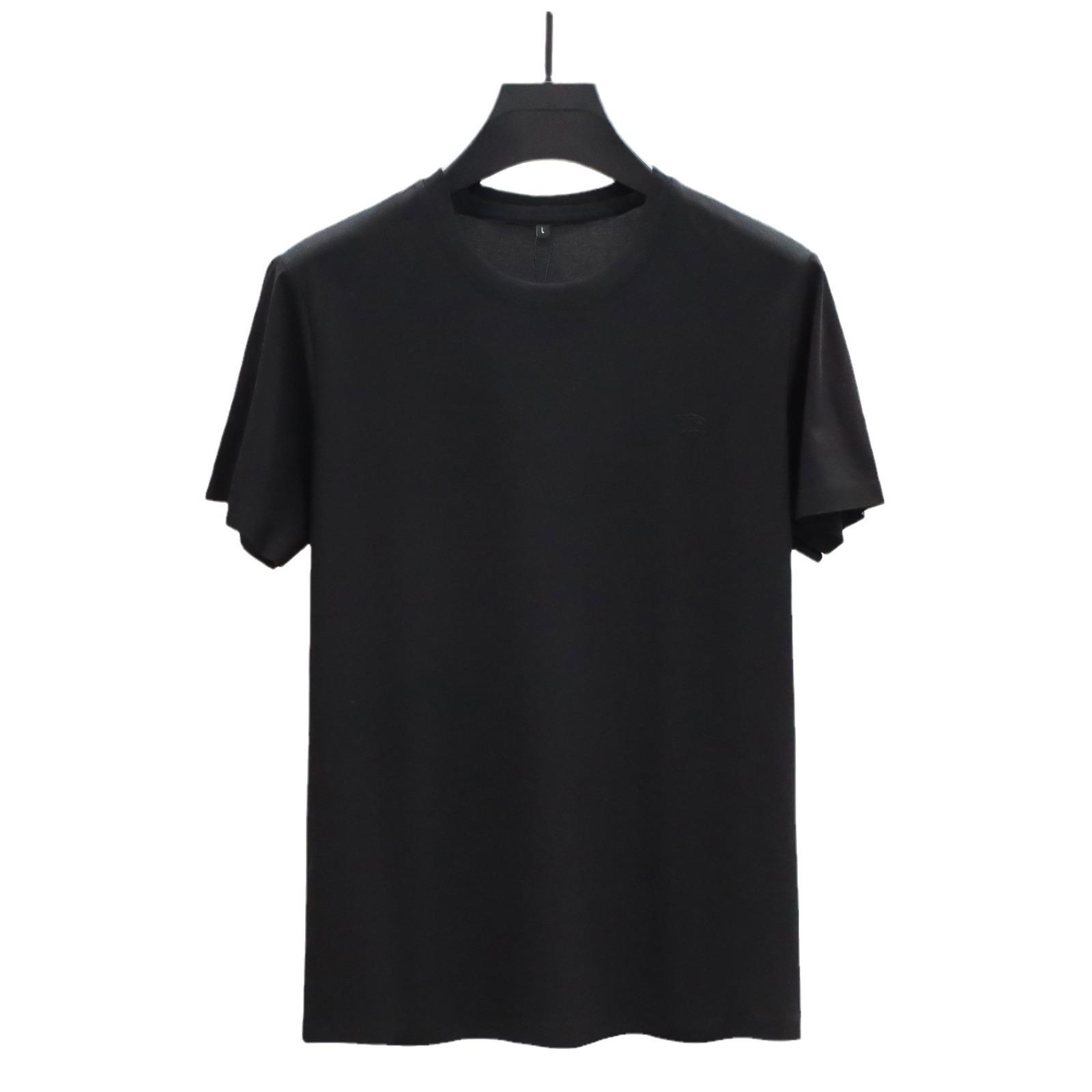 Frühling Sommer Herrenmode Weiche Seide Herren Rundhals Kurzarm T-Shirt 4XL black