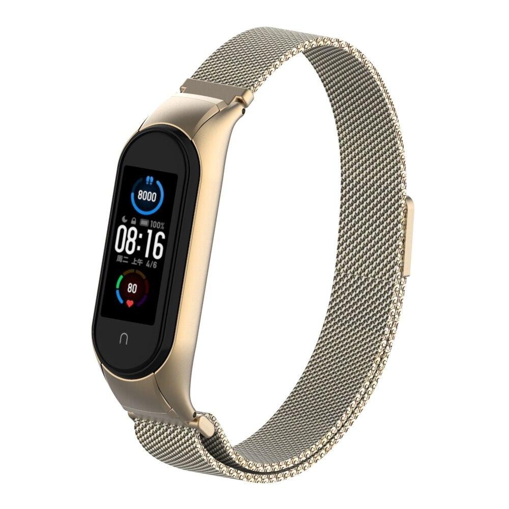 Strap Für Xiaomi Mi Band 4 5 6 Handgelenk Magnetische Metall Armband Edelstahl Pulseira MIband für mi band 6 miBand 5 4 3 Armband mi band 4 hellbraun