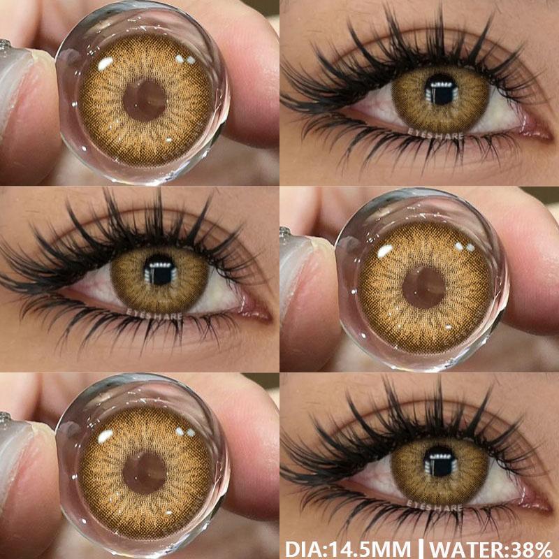 2 Stück farbige Kontaktlinsen für die Augen, modische blaue Kontaktlinsen, braune Linsen, graue Pupillenlinsen, jährliche kosmetische grüne Kontaktlinsen SERBIA-BROWN