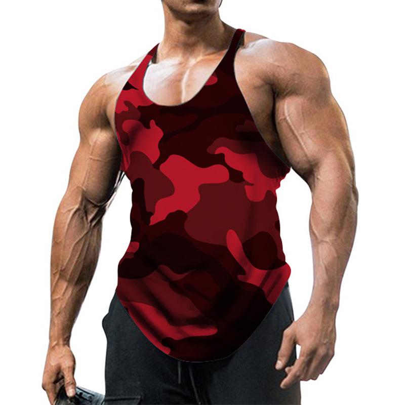 Neue Sportweste Herren Lose Sommer Reine Baumwolle Fitness Und Bodybuilding Schnell Trocknend Ärmelloses Schulterfreies Weißes Basishemd Ärmelloses T-Shirt S rot