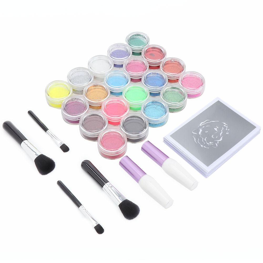 20 farben Körper Glitter Tattoo Schablonen Sicherheit Glitter Tattoo Kit für Kinder Erwachsene