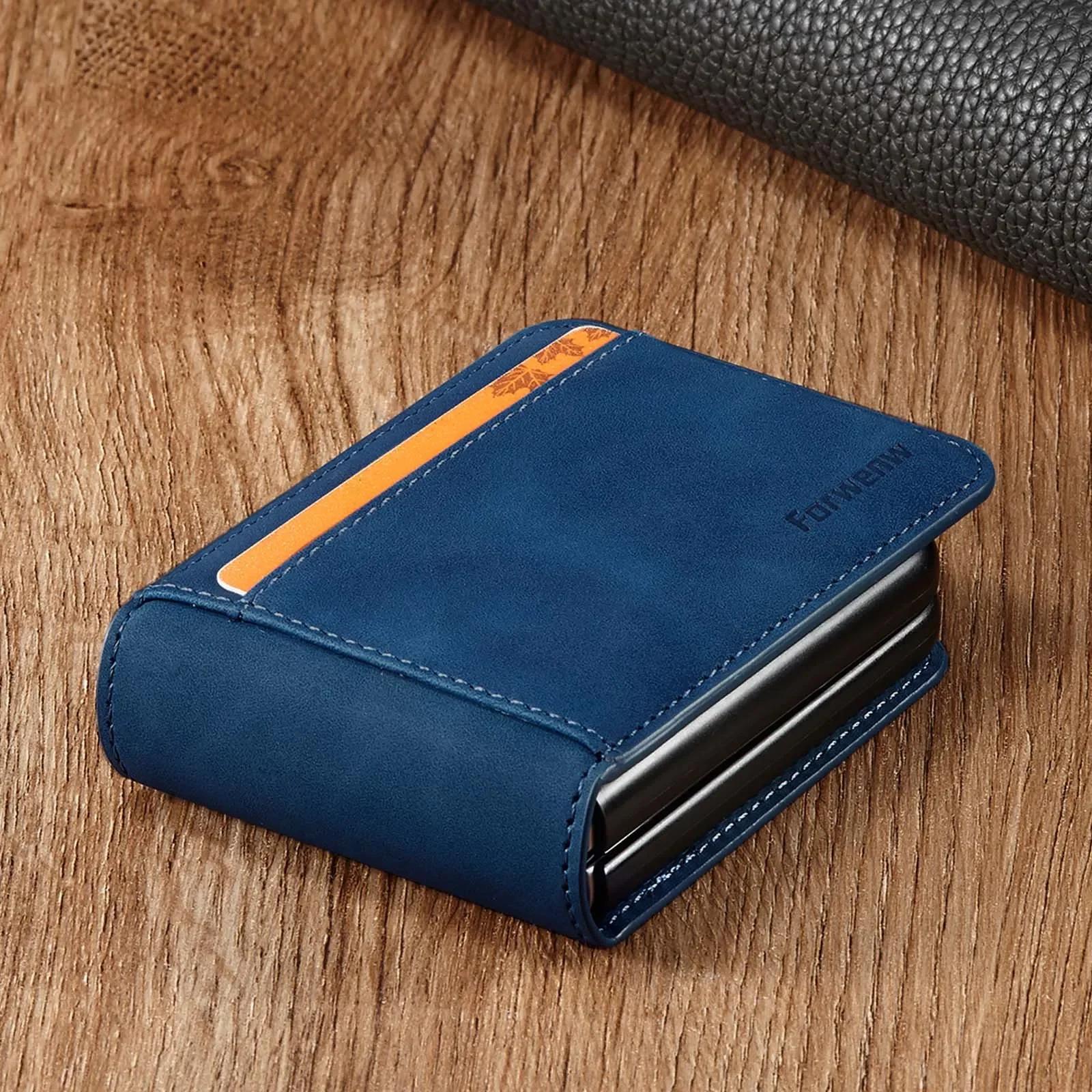 Ultra dünne Flip-Lederhülle für Samsung Galaxy Z Flip 7 FE 6 5 4 3 Flip7 Flip6 5G Kartensteckplatz Halter Geldbörse Magnetische Handyhülle for SM- Z Flip 7 blau