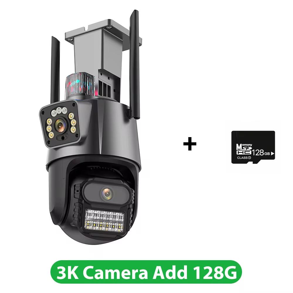 6K HD Outdoor IP Kamera Wifi Drei Objektiv Drei Bildschirm Sicherheit PTZ Kamera 6MP Ai Menschliches Auto Tracking Video überwachung iCsee 3K Add 128G