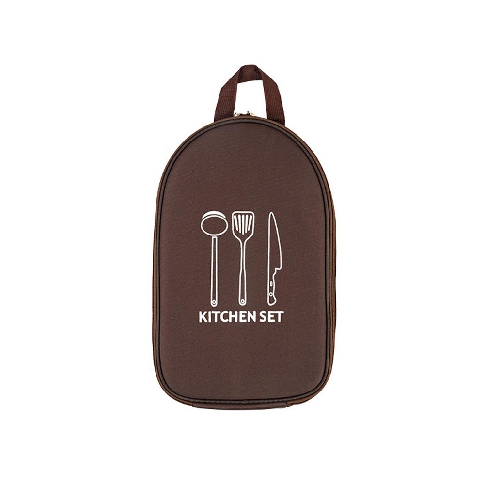 Outdoor-Camping-Kochgeschirr-Aufbewahrung, Kochutensilien-Organizer, tragbare Oxford-Küchenwaren-Aufbewahrung kaffeebraun