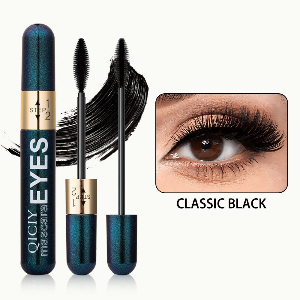 4D Mascara Doppelter Effekt Verlängernd Schwunggebend Dick Wimpernverlängerung Lang Anhaltend Seidenfaser Wimpern Make-up Mascara Kosmetik