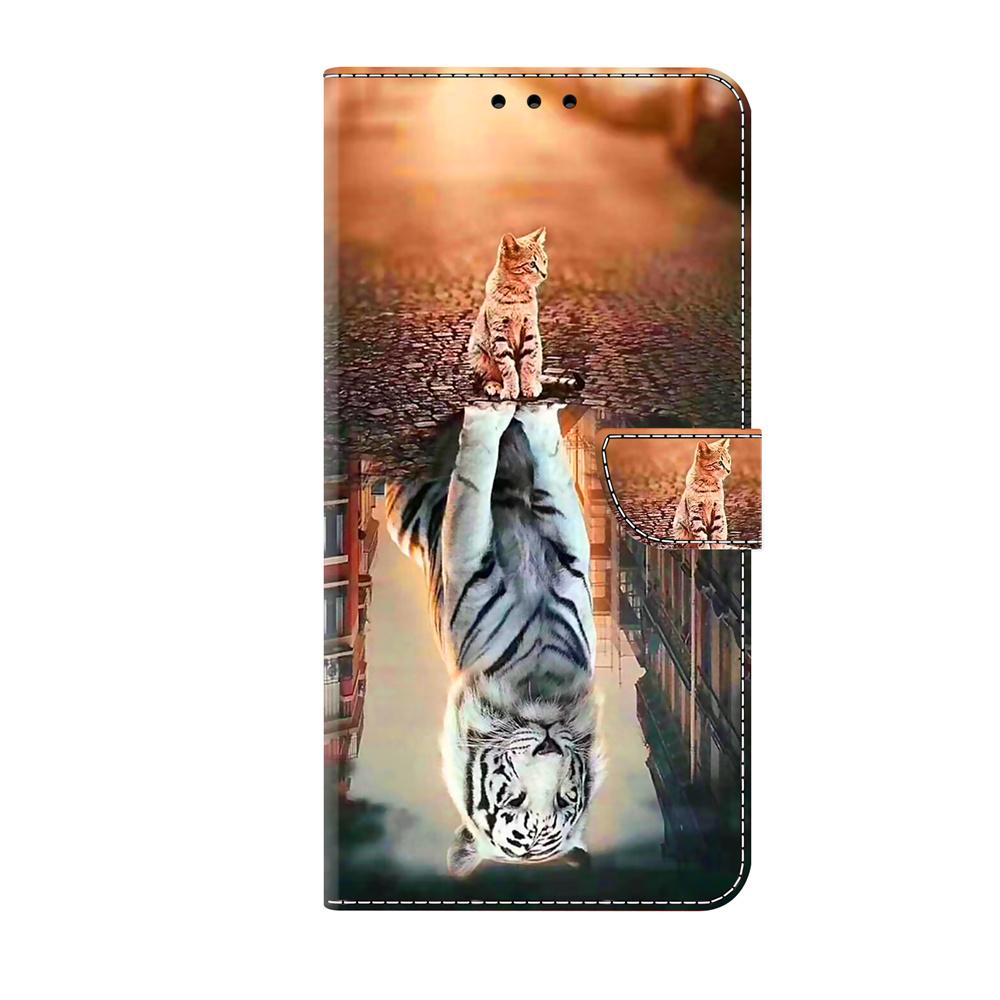 Für Samsung Galaxy Serie A12, A13, A14, A21, A22, S10, S21, S22, S23...Blume Eule Schmetterling Löwe Tiger Pferd Muster bemalt Handy Shell Ledertasche Samsung Galaxy S23