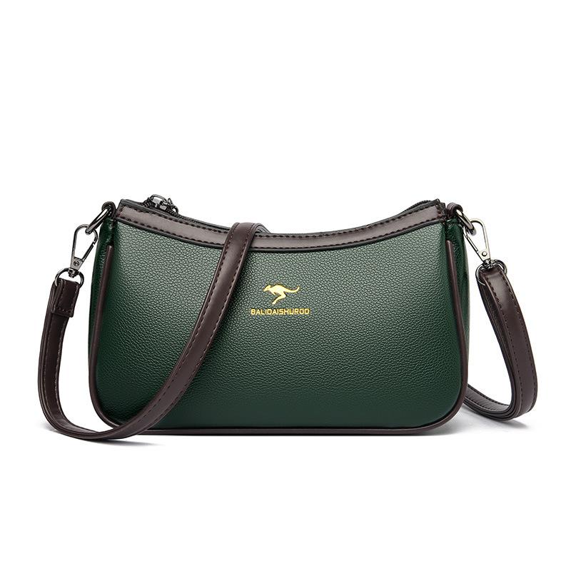 Mode Europäischer und Amerikanischer Stil Damen Schultertasche Mode Farbblock Temperament Damen Umhängetasche Einfarbig Weiches Leder Damen Tasche gray