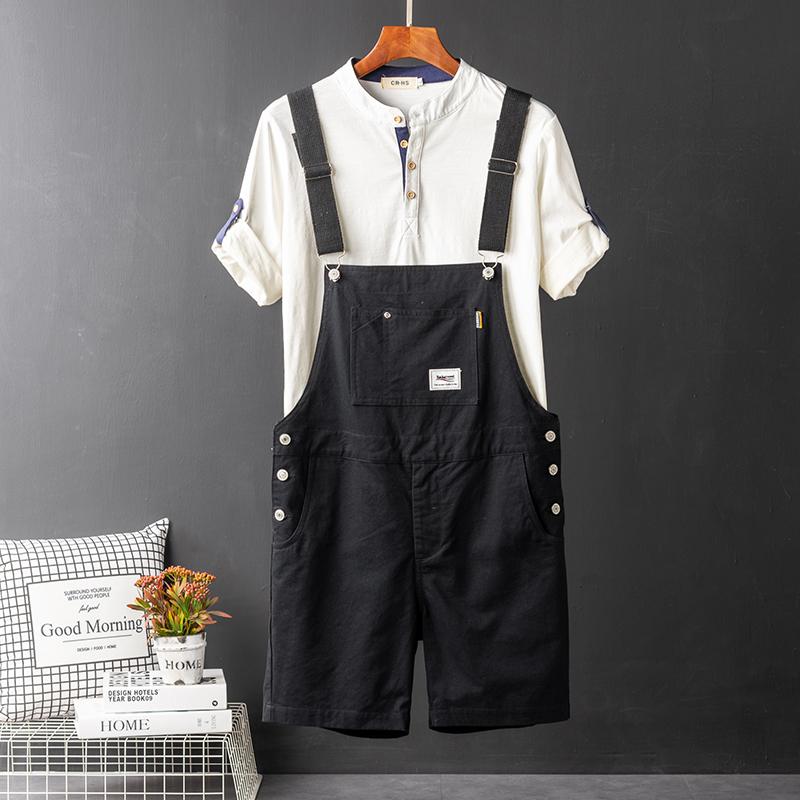 Herren Retro Latzhose Herren Sommer Locker Gerade Lässige Arbeitskleidung Shorts L schwarz