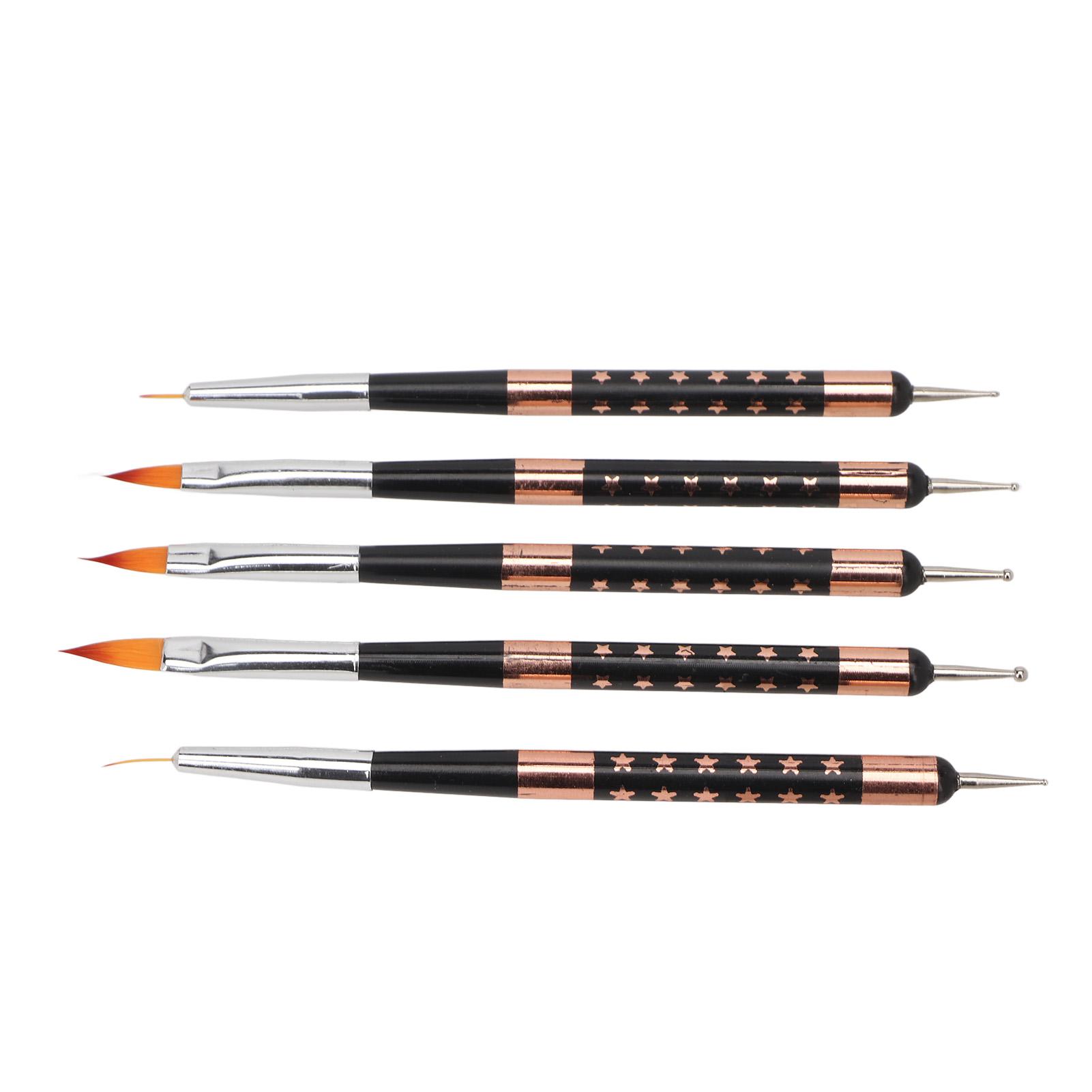 5 Stück Nailart-Pinsel, professionelle Nylonborsten, doppelseitiger Nagel-Zeichenstift für Nagelstudios zu Hause