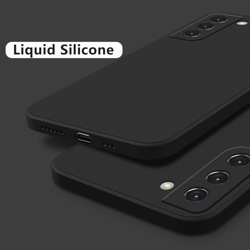 Candy Color Liquid Silikon Handyhülle Exquisite quadratische Abdeckung für Samsung S25 S24 FE S23 Ultra S22 Plus S21 A56 A16 A55 A36 A06 A35 A15 A53 5G Samsung S21 Ultra schwarz