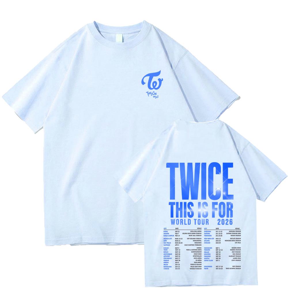Twice This Is for World Tour 2026 T-Shirts Herren Damen Grafikdruck T-Shirts Tee Hohe Qualität Baumwolle Weiche T-Shirts Lockere Kleidung XS blau