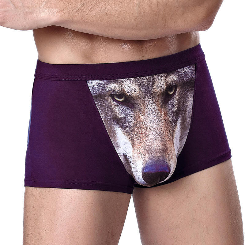 Wolf Höschen Boxershorts Herrenunterwäsche Cartoon Tier Lustige Shorts Atmungsaktive Boxershorts L gray