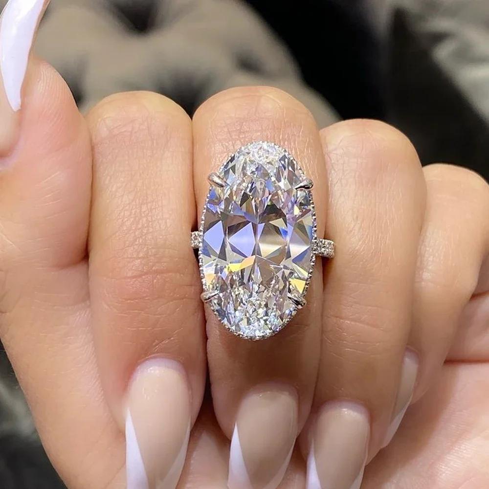 Neue Luxus Große Ovale Zirkonia Kristallringe Damen Hochzeitszubehör Hohe Qualität Farbe Verlobungsringe Schmuck 8 beige